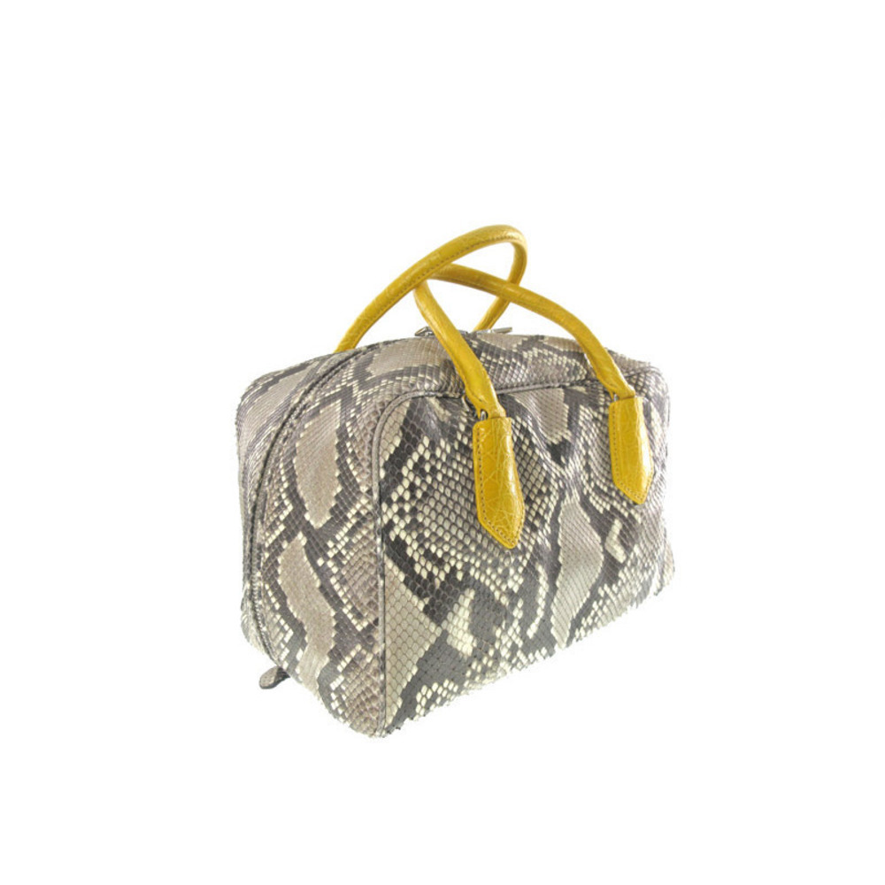 Prada Bag Python Leather Yellow Gray Brown Snake - image 2